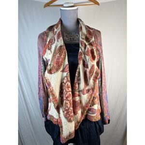 Soft Surroundings Wool Rayon Paisley Open Cardigan PL Boho Artwear Boho Chic
